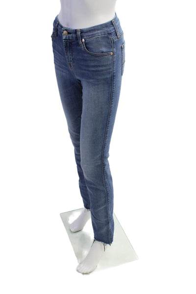 7 For All Mankind Womens High Waist Medium Wash Straight Leg Denim Pants Size 25