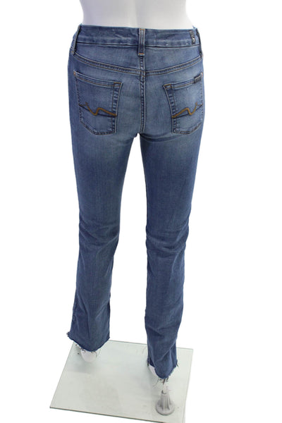 7 For All Mankind Womens High Waist Medium Wash Straight Leg Denim Pants Size 25