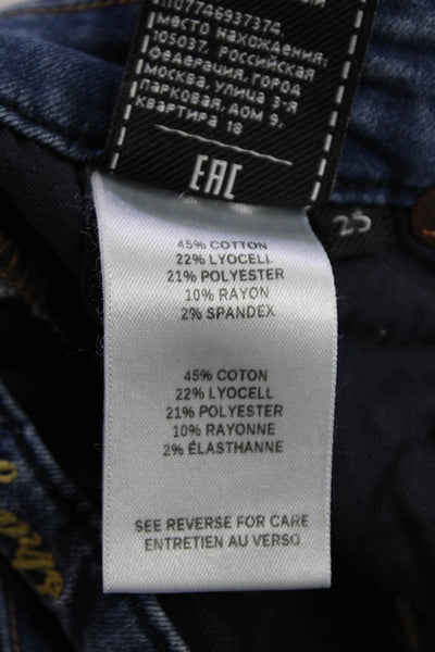7 For All Mankind Womens High Waist Medium Wash Straight Leg Denim Pants Size 25