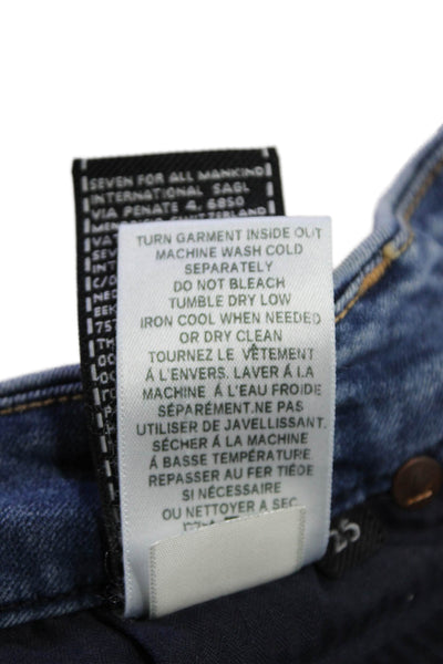7 For All Mankind Womens High Waist Medium Wash Straight Leg Denim Pants Size 25