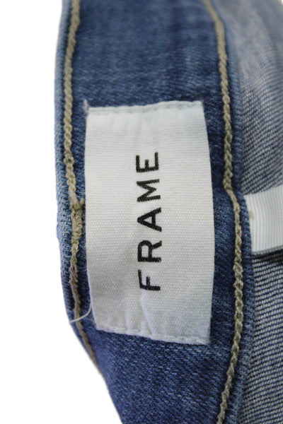 Frame Women's High Waist Distress Medium Wash Bootcut Denim Pants Size 25