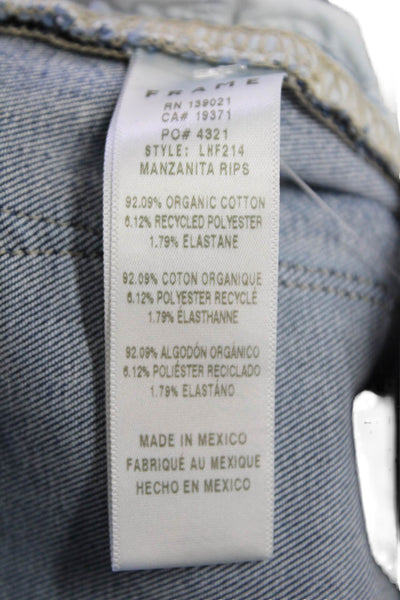 Frame Women's High Waist Distress Medium Wash Bootcut Denim Pants Size 25