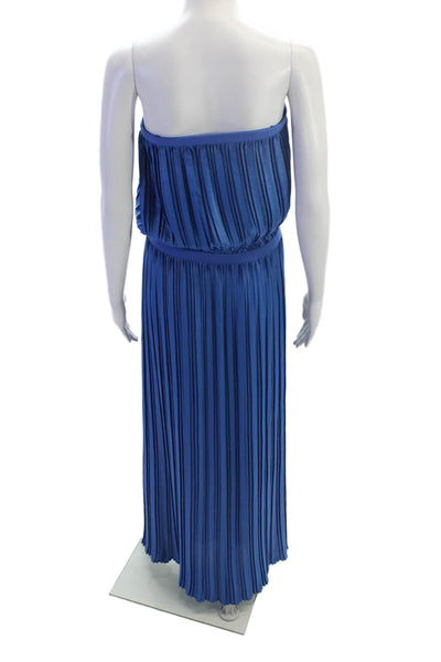 BCBGMAXAZRIA Womens Strapless Pleated Long Maxi Dress Blue Size Extra Small