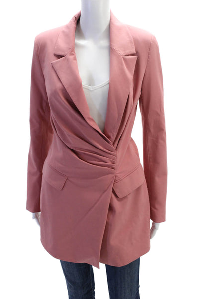 Zara Womens Long Sleeve Notched Lapel Ruched Blazer Jacket Dress Pink Size Small