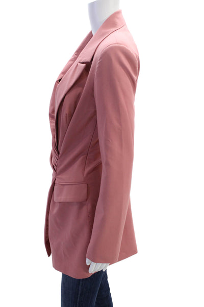 Zara Womens Long Sleeve Notched Lapel Ruched Blazer Jacket Dress Pink Size Small