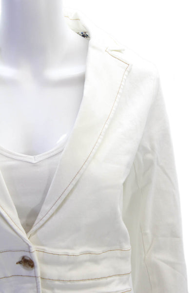 Renuar Women's Long Sleeves One Button Patch Pockets Blazer Jacket White Size XS