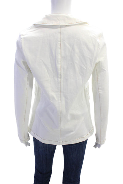 Renuar Women's Long Sleeves One Button Patch Pockets Blazer Jacket White Size XS