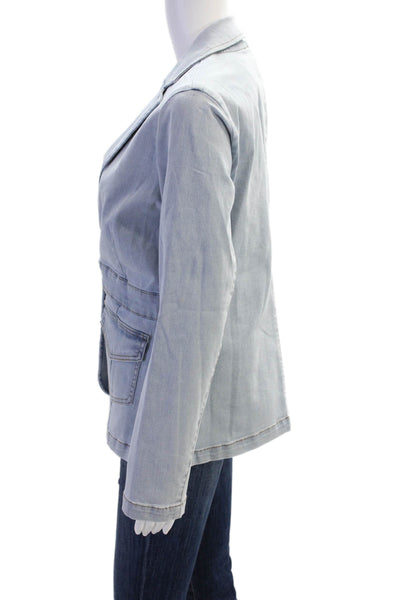 Renuar Women's Light Wash Long Sleeves Patch Pocket Button Jacket Blazer Size S