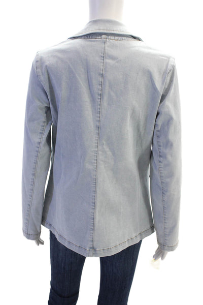 Renuar Women's Light Wash Long Sleeves Patch Pocket Button Jacket Blazer Size S