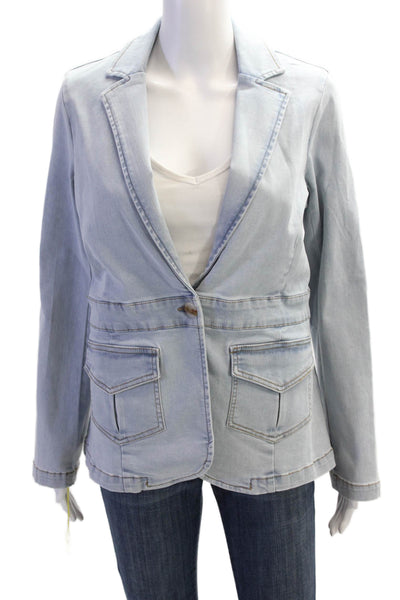 Renuar Women's Light Wash Long Sleeves Patch Pocket Jacket Blazer Size XS