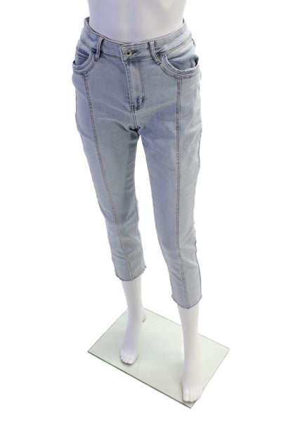CyC Coco Y Club Womens Midrise Rhinestone Straight Leg Denim Pants Size 8