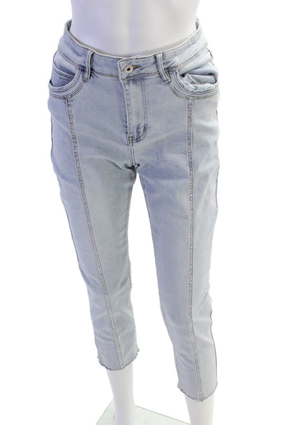 Coco Y Club Women's Midrise Rhinestone Straight Leg Light Wash Jean Pants Size 4
