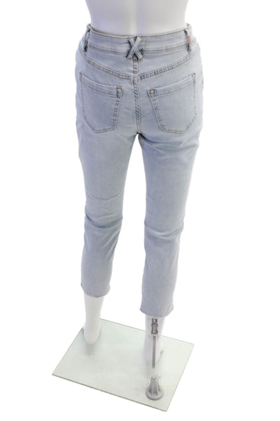 Coco Y Club Women's Midrise Rhinestone Straight Leg Light Wash Jean Pants Size 4