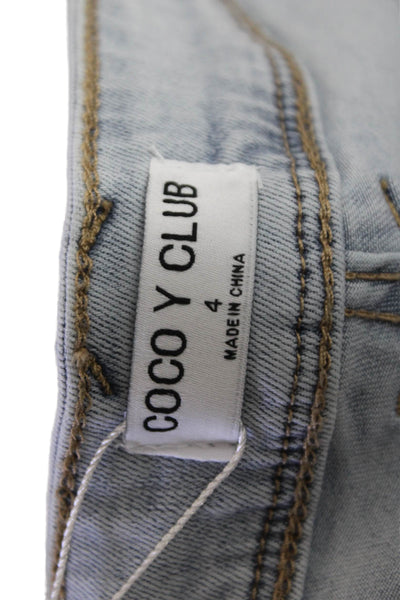 Coco Y Club Women's Midrise Rhinestone Straight Leg Light Wash Jean Pants Size 4