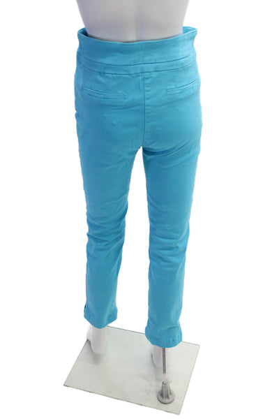 Renuar Women's Pull-On Flat Front Straight Leg Slit Hem Casual Pants Blue Size 4