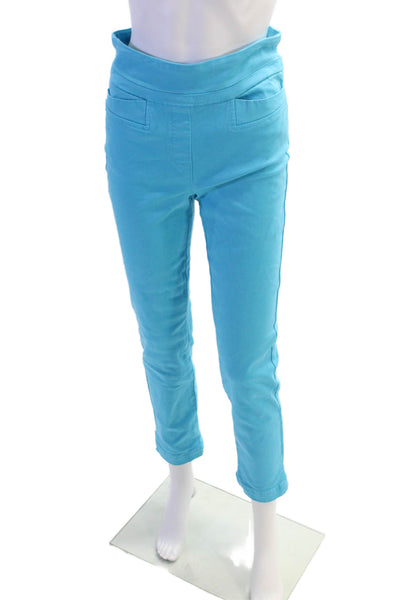 Renuar Women's Flat Front Pull-On Straight Leg Casual Pants Blue Size 14