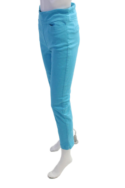 Renuar Women's Flat Front Pull-On Straight Leg Casual Pants Blue Size 14