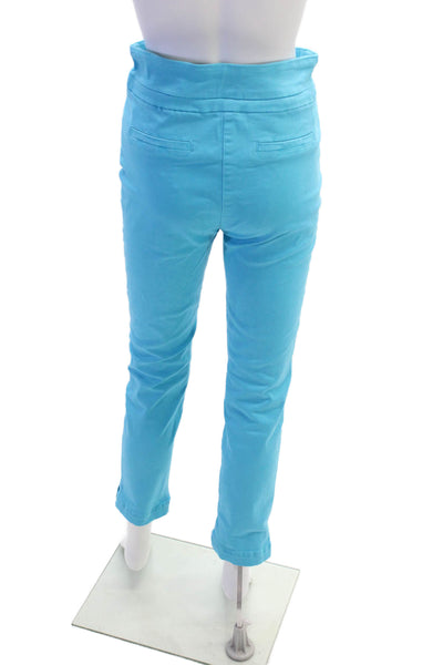 Renuar Women's Flat Front Pull-On Straight Leg Casual Pants Blue Size 14