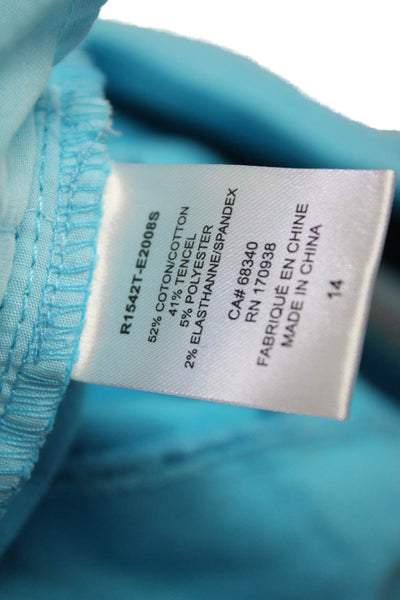 Renuar Women's Flat Front Pull-On Straight Leg Casual Pants Blue Size 14