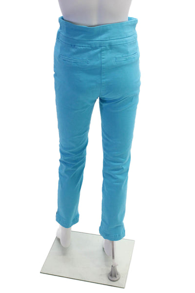Renuar Women's Pull-On Flat Front Straight Leg Slit Hem Pants Blue Size 2