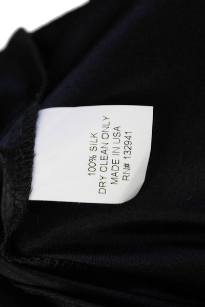 Amanda Uprichard Womens Silk Long Sleeve Y-Neck Blouse Top Black Size PP