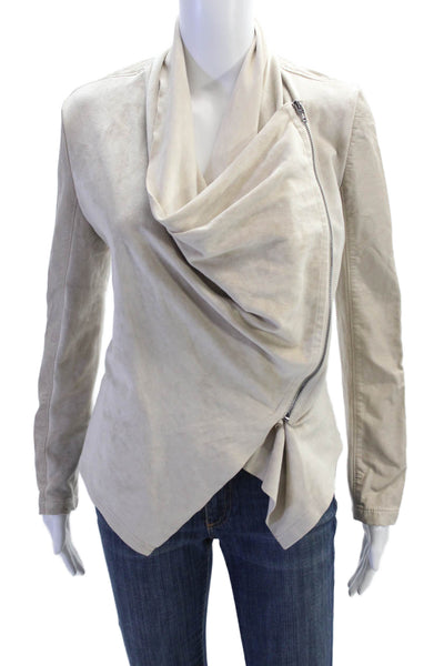 BLANKNYC Womens Asymmetrical Zippered Collared Basic Jacket Beige Size XS