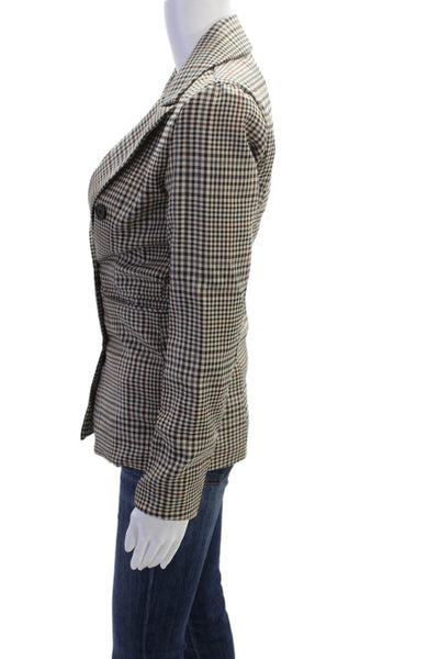 Princess Polly Womens Checkered Collared Double Breasted Blazer Beige Size 0