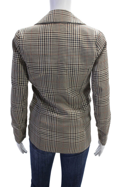 Princess Polly Womens Checkered Collared Double Breasted Blazer Beige Size 0