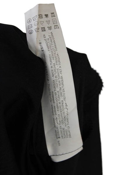 Zara Women's V-Neck Cut-Outs Ruched Sleeves Flare Maxi Dress Black Size S