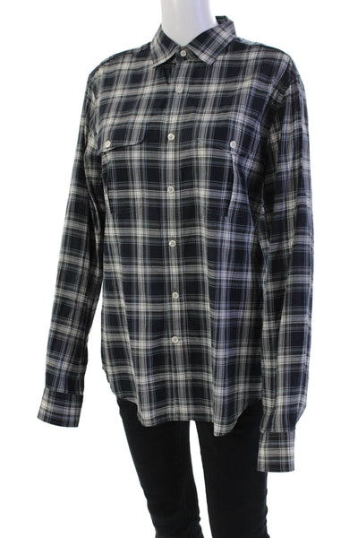 Theory Women's Long Sleeves Collared Button Down Plaid Shirt Size M