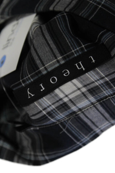 Theory Women's Long Sleeves Collared Button Down Plaid Shirt Size M
