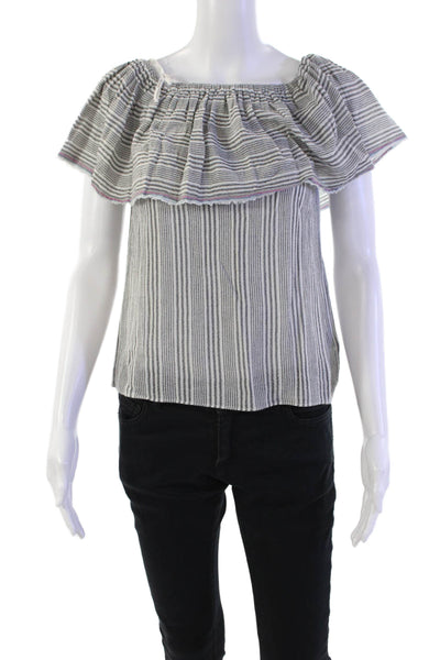 Bailey 44 Womens Cotton Striped Flip Over Sleeveless Blouse Top Gray Size XS