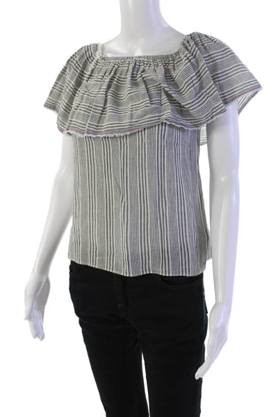 Bailey 44 Womens Cotton Striped Flip Over Sleeveless Blouse Top Gray Size XS