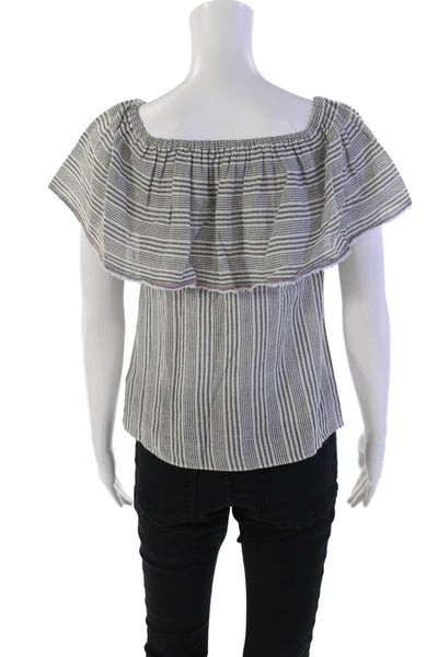 Bailey 44 Womens Cotton Striped Flip Over Sleeveless Blouse Top Gray Size XS