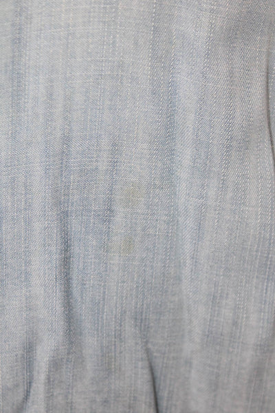 Bella Dahl Womens Embroidered Frayed Hem Sleeveless Blouse Top Blue Size XS