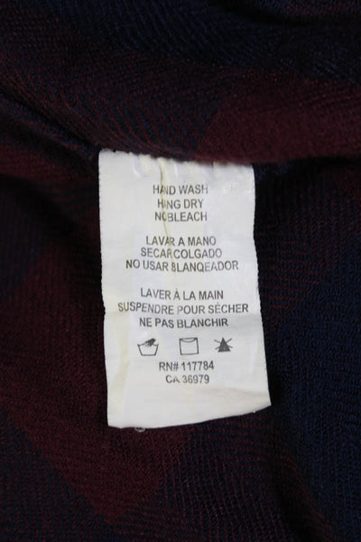 Rails Womens Checkered Collared Long Sleeve Button Up Blouse Top Burgundy Size M