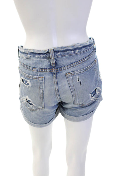Rag & Bone Jean Womens Cotton Distressed Mid-Rise Denim Shorts Blue Size 25