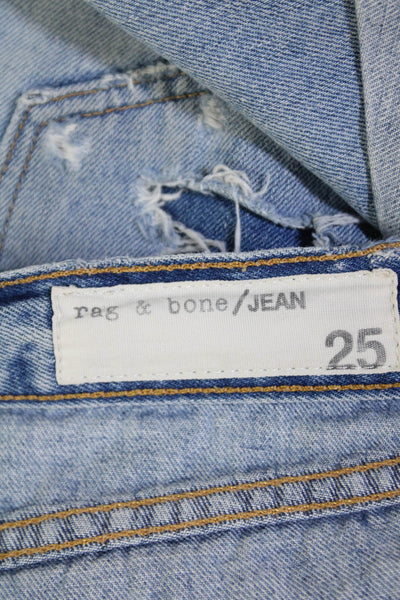 Rag & Bone Jean Womens Cotton Distressed Mid-Rise Denim Shorts Blue Size 25