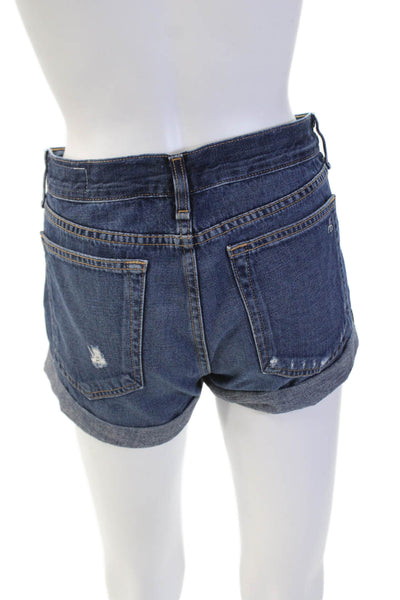 Rag & Bone Jean Womens Cotton Distressed Low-Rise Denim Shorts Blue Size 25