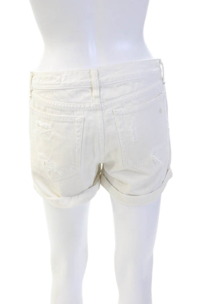 Rag & Bone Jean Womens Cotton Blend Distressed Denim Shorts White Size 24
