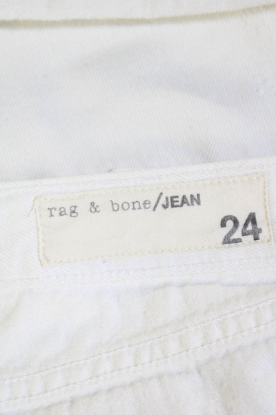 Rag & Bone Jean Womens Cotton Blend Distressed Denim Shorts White Size 24
