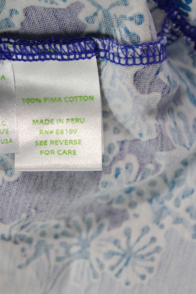 Lily Pulitzer Womens Cotton Floral Print Criss Cross Back Dress Blue Size XS