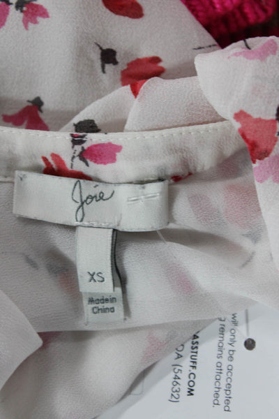 Joie Womens Silk Floral Print Lightweight Quarter Sleeve Blouse White Size XS
