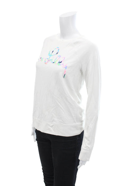 Lily Pulitzer Womens Cotton Blend Round Neck Pullover Sweatshirt White Size S