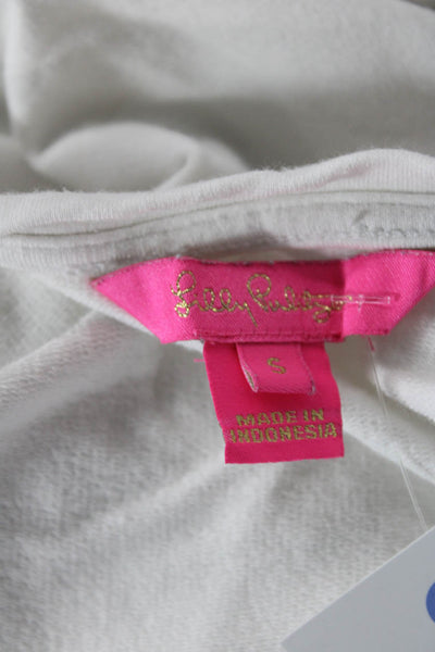 Lily Pulitzer Womens Cotton Blend Round Neck Pullover Sweatshirt White Size S