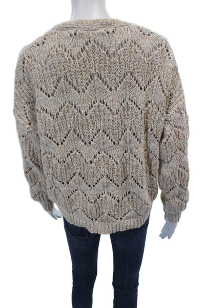 Cotton By Autumn Cashmere Womens V Neck Button Down Cardigan Beige Size XL