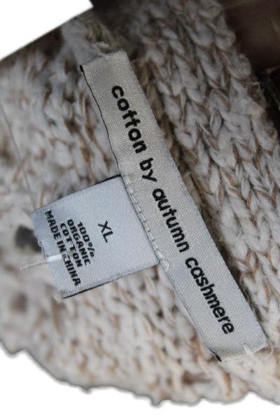 Cotton By Autumn Cashmere Womens V Neck Button Down Cardigan Beige Size XL