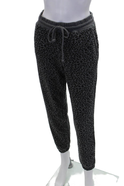 Rails Womens Leopard Print Drawstring Waist Jogger Sweatpants Gray Size S