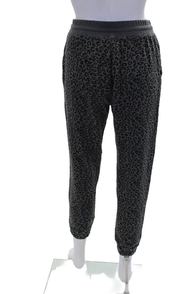 Rails Womens Leopard Print Drawstring Waist Jogger Sweatpants Gray Size S