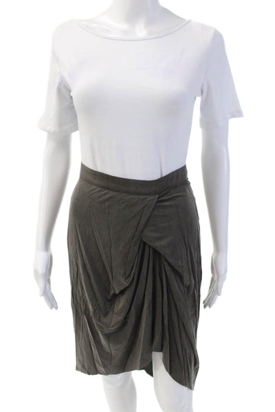 J Brand Womens Zippered Asymmetrical Knee Length Skirt Solid Gray Size 0